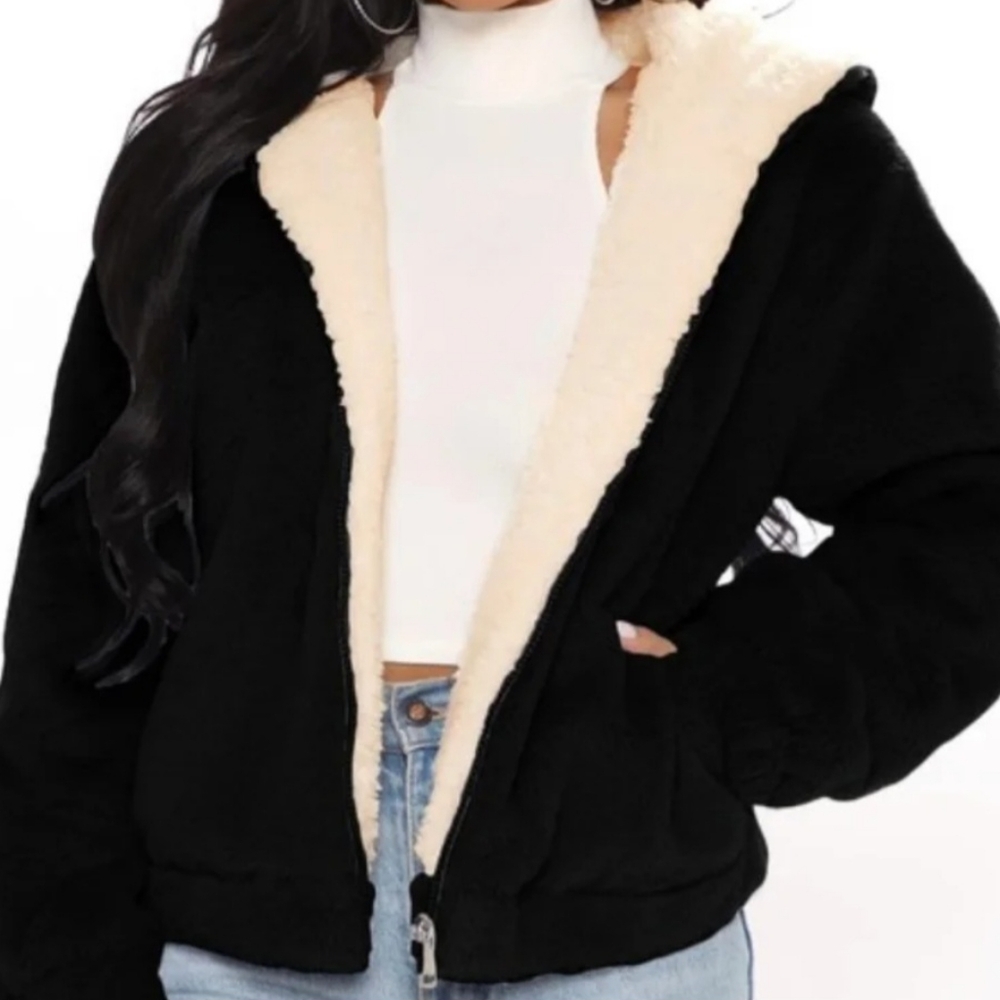 Iris Los Angeles Faux Fur Zip Sweater Hoddie